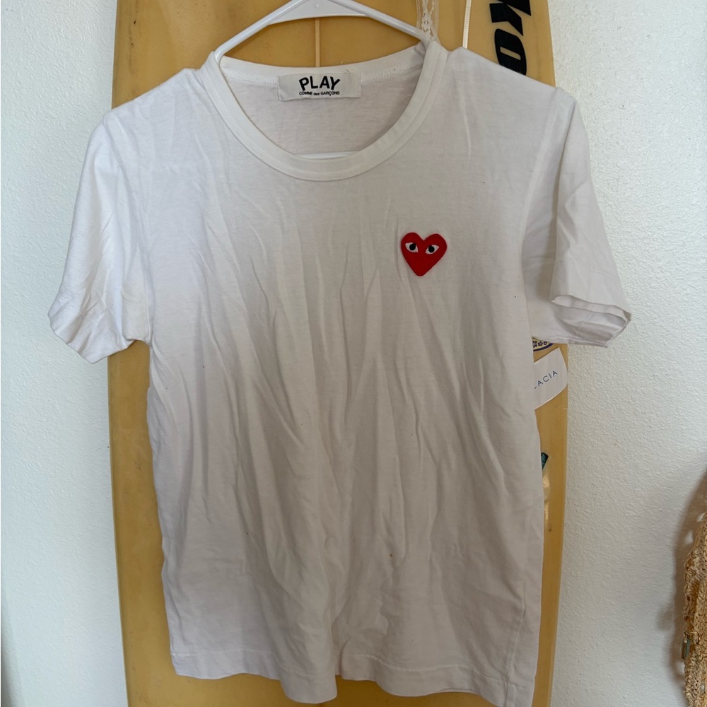 Comme des Garcons White Tee with Red Heart